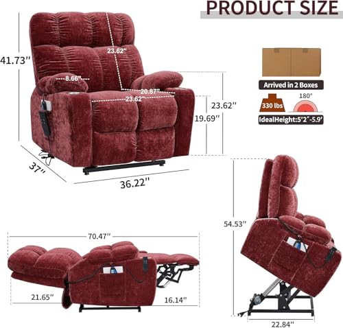 Sillón reclinable eléctrico chenille color one color miniatura 2