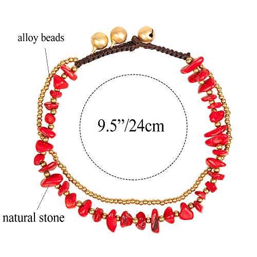 Image of kelistom Bohemian Ankle Bracelets for Women Handmade Natural Stone Beaded Chain Anklet