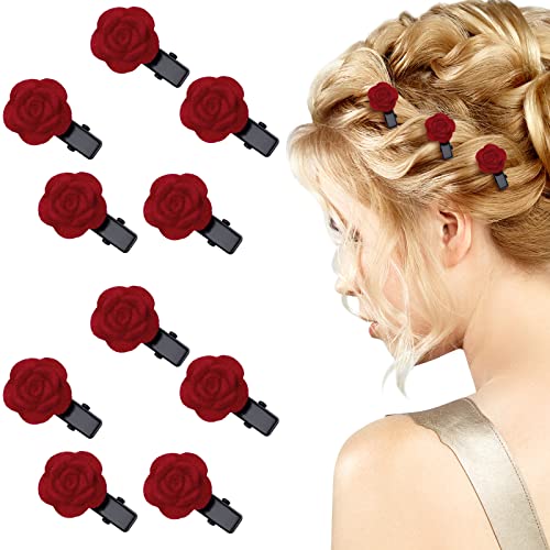 24 Pcs Christmas Red Flower Hair Clip Little Camellias Alligator Clip Flower Hair Barrettes Rose Hair Clip Small Flower Hair Accessories For Women Girls Wedding Bridesmaid Bride #TOP27