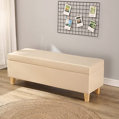 SAFWEL Banco otomano Baúl Almacenamiento Plegable Sofá y Taburete en la Puerta de la casa Cuero PU Taburete de Almacenamiento Rectangular Pies de Madera Maciza Taburete de Zapatos 80x40x40 cm (Color