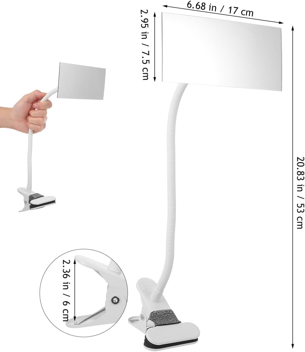 Clip-On Desk Mirror, Flexible Gooseneck with Adjustable Clamp