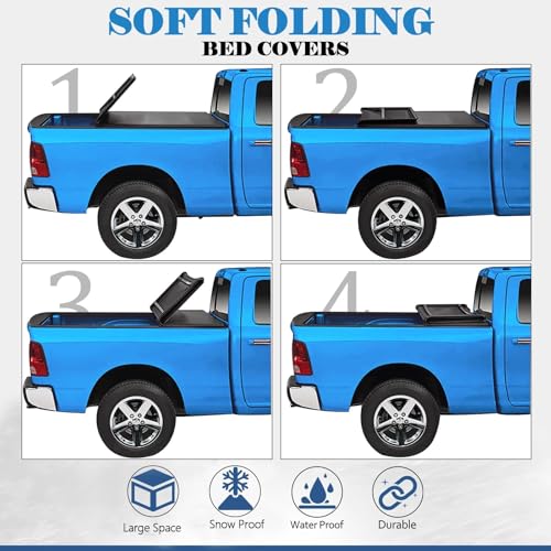 Image of TOMOKA Soft Tri-Fold Truck Bed Tonneau Cover Compatible for 2019-2026 Ford Ranger 5 FT (61 inch) Bed | Not fit Cargo Management Rails