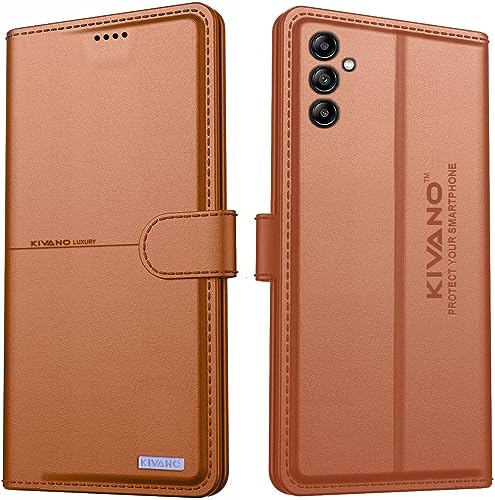 Image of KIVANO Compatible with Samsung Galaxy A04s Flip Cover | Leather Finish | Inside Pockets & Inbuilt Stand | Shockproof Wallet Style Magnetic Closure Back Cover Case