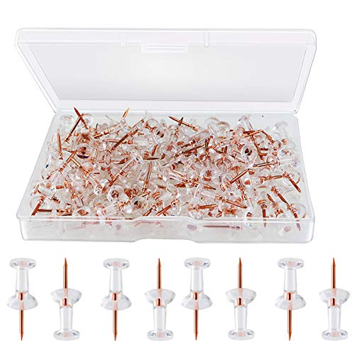 Hslife 300 Count Rose Gold Push Pins, Transparent Plastic Rose Gold Thumb Tacks for Hanging Pictures, Posters, Documents or Maps