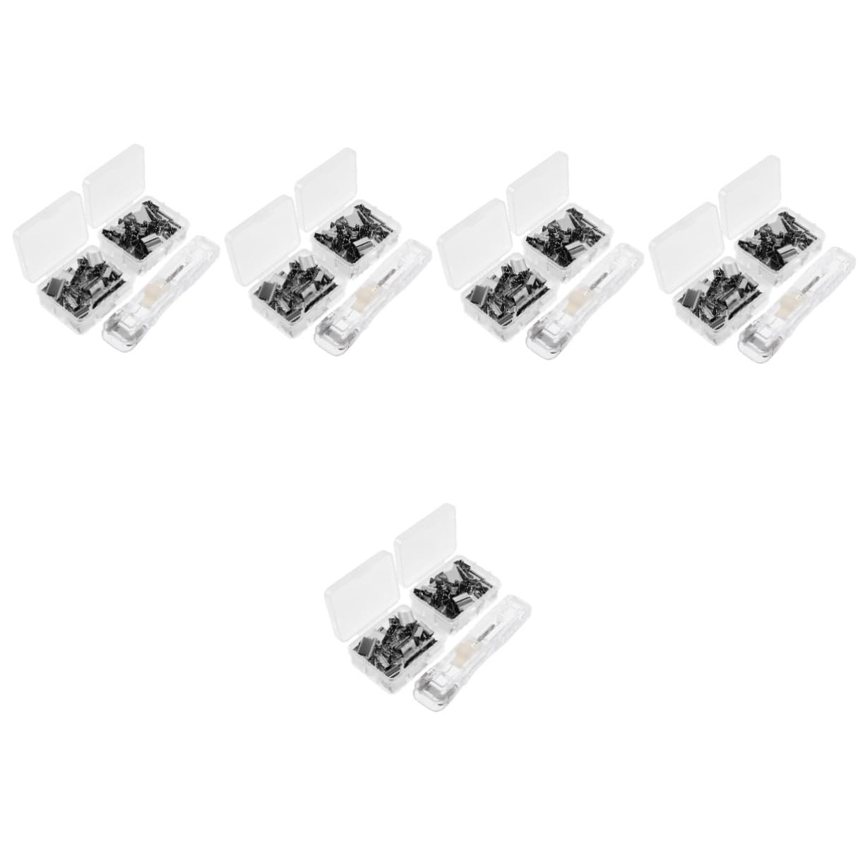 HOMSFOU 5 Set Pusher di cucitrice forniture per ufficio pinzatrice cucitrice compatta da ufficio per scrivania da tavolo a mano distributore di clip Metallo