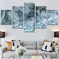 SIGNWIN 5 Panel Canvas Wall Art Abstract Aerial Contemporary Mixed Media Modern Art Multicolor Texture for Home Decorations Ready to Hang - 60