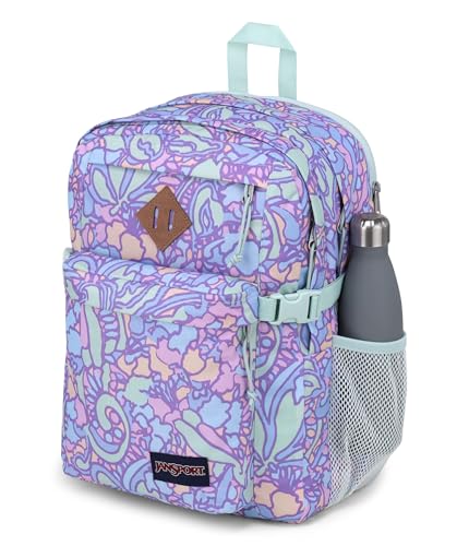 Image of JanSport Main Campus Backpack - Travel or Work backpack w 15-Inch Laptop Sleeve and Dual Water Bottle Pockets, Floral Pastel Lilac