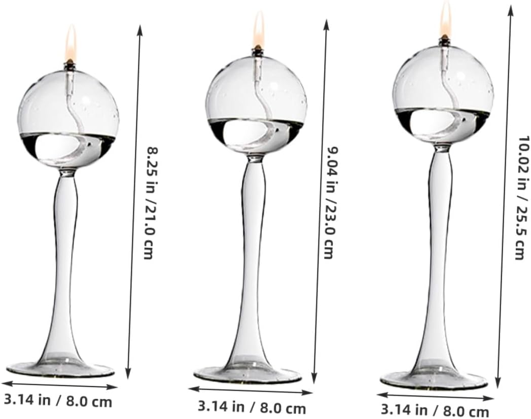 Glass Oil Candle Holder Set 3pcs Tall Glass Oil Lamps Decorative Liquid Candle Lamps for Wedding Party Home Decor Dinner Table Centerpieces
