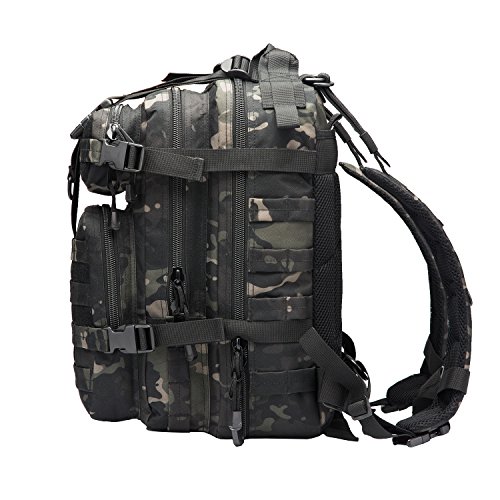 Army Pans Small Military Survival Backpack Tactical Hydration Backpack For Hiking Camping Riding(Black-Multicam) #TOP1