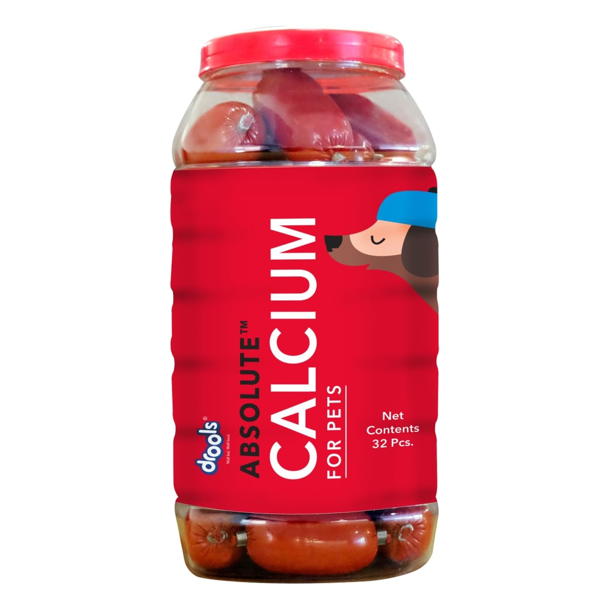 Drools Absolute Dog Supplement Sausages, Calcium Falvor 32 Pcs Jar-picture-37