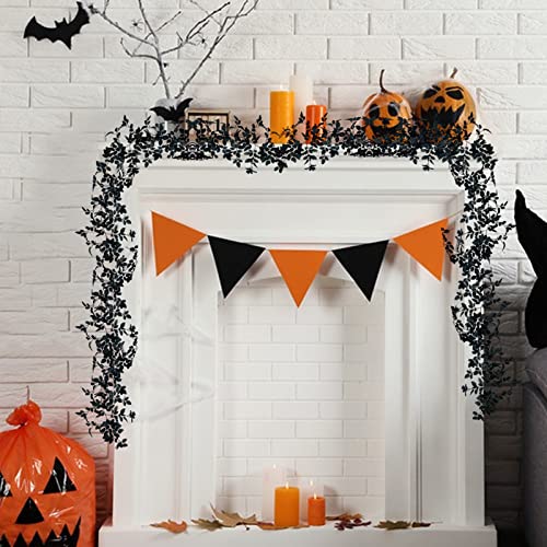 Firlar 5.6 Ft Artificial Black Vine Halloween Garland, 2 Pcs Black Silk Flower Rose Leaf Garland, Fake Floral Wall Hanging Ornaments For Wedding Backdrop Table Centerpiece Diy Wreath Decor #TOP2