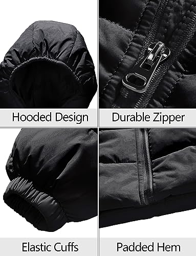 Happy Cherry Kids Puffer Down Coat Girls Boys Jacket Hooded Windproof Outwear Winter Thicken Long Coat Unisex Black 5-6T #TOP5