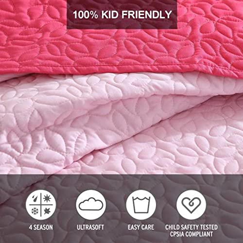 Image of Eddie Bauer - Twin Quilt Set, Reversible Kids Bedding with Matching Sham, Medium-Weight Toddler Bed Set, Dorm Essentials (Garden Pink)