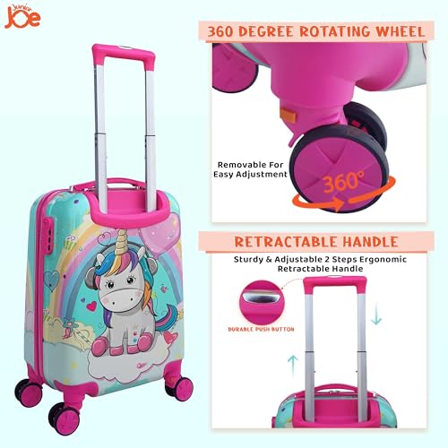 Image of JUNIOR JOE Abs Hard Shell 360 Degree 20 Inch Kids Suitcase with 4 Wheel Travel Trolley Bag (4 Day Trip) (Design-7, 20 INCH), 53 cm, Green