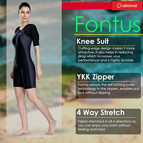 Image of AIRAVAT Fontus 5005 Women's Swim Wear with Stretchable Fabric, High Level of Uv Protection, Comfort and Flexibile (XXX-Large, Grey)