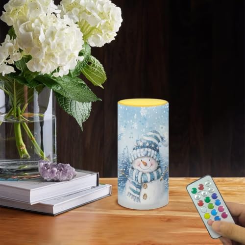 Image of Blue Snowman Flameless Candles with Remote Timer