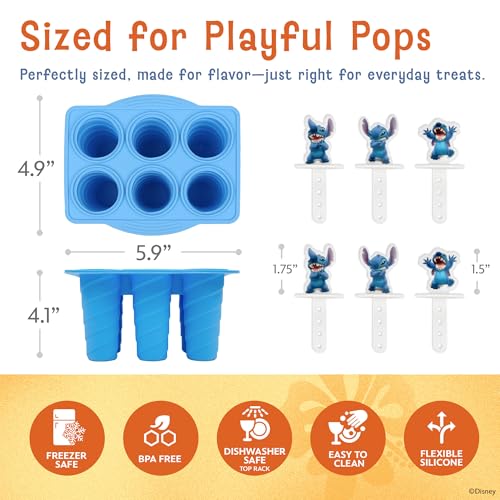 Image of Disney Stitch Silicone Popsicle Molds with Sticks, 6-Cavity, BPA-Free