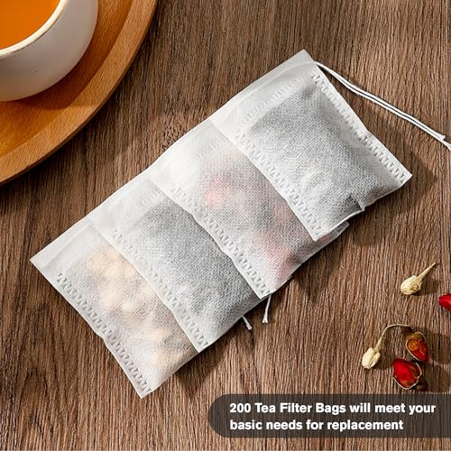 200 Stück Teefilter Papier,Losen Tee Filterbeutel 7 * 9CM Teefilterbeutel zum Selbstbefüllen mit Kordel für Tee, Blumentee, Kaffee, Gewürze usw. (7 * 9CM)