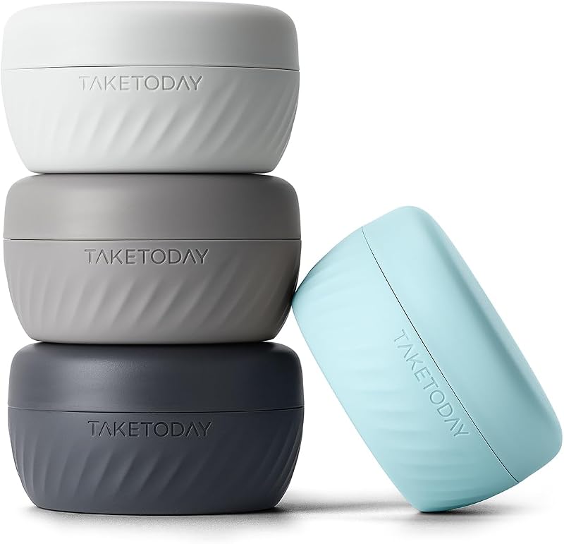 TakeToday Frascos Recarregáveis de Silicone para Cosméticos, 60 mL, Pacote com 4, Cinza