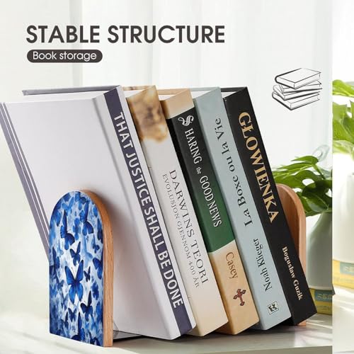 Sujetalibros resistentes de madera con mariposas para sujetar libros 8
