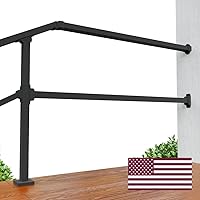 CHR 4ft Rectangular Handrail Extension for Outdoor Steps - Wall Mount Rail for Porch, Deck & Stairs, Easy Install Indoor/Outdoor Safety