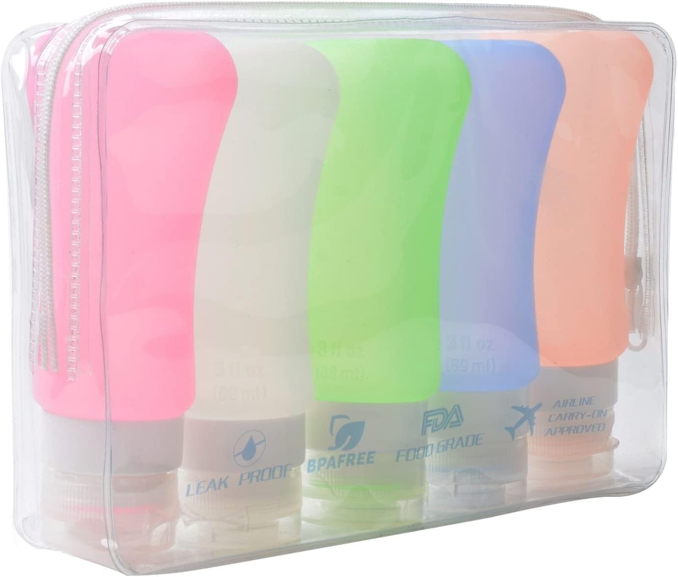 AOUTACC 5 Pack TSA Approved Travel Bottles Sets, 3 Ounce