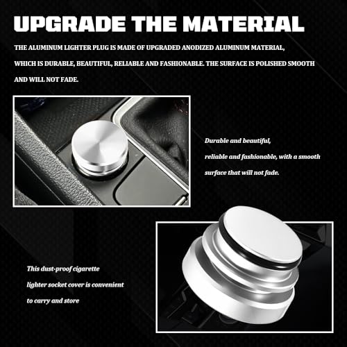 Image of Cigarette Lighter Cover, Dustproof Car Cigarette Lighter Plug Parts, Aluminum Plugs Cover, Waterproof Dustproof Cigarette Lighter Socket Cap for SUV Truck with 12V Power Source (Silver)