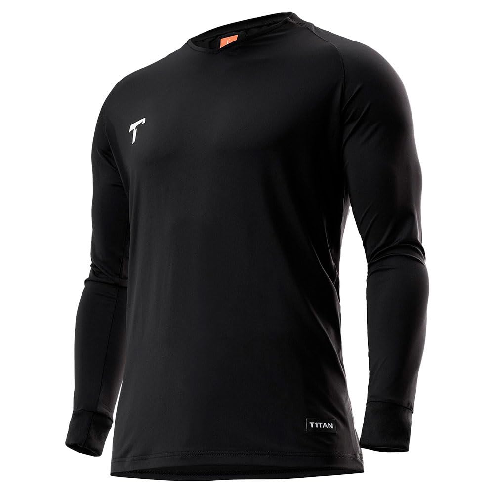 T1TAN Camiseta de Portero de Portero, Camiseta de Manga Larga para Hombre, Mujer y jóvenes, Color Negro, Talla L, Negro, L