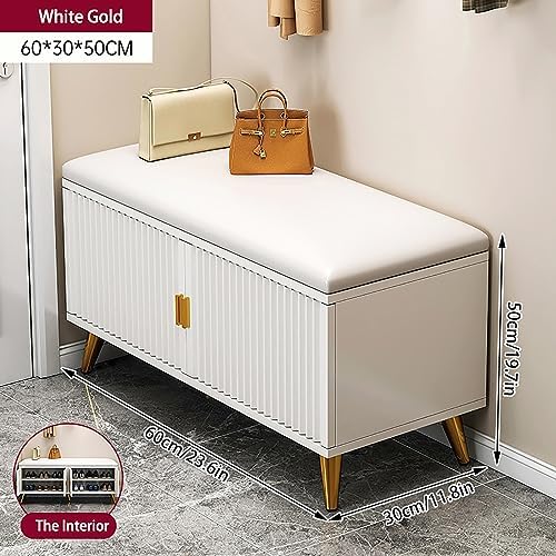 Shoe Storage Cabinet Cabinets Hallway Slim Cupboard Cupboards Hallways Slimline，Stylish Storage Bench Shoe Cabinet Rack - Space-Saving High Heels with Hidden Compartment, Black & Gold Entryw
