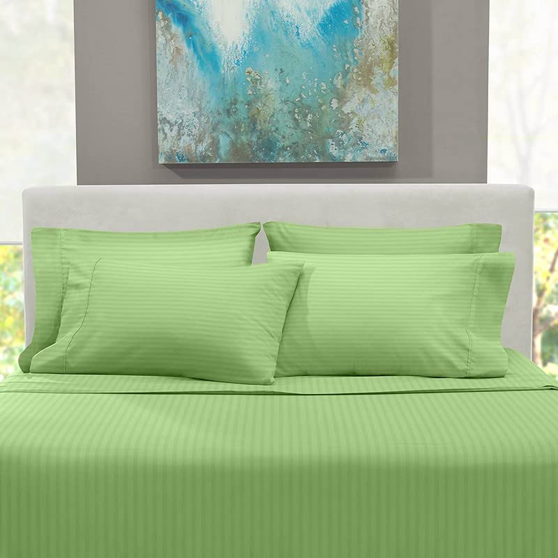 Averest Luxury Hotel Collection Extra Deep Pocket 4 Peice Full Size Bed Sheet Set Stripe Sage - 1800 Series Brushed Microfiber, Easy Fit, Breathable & Cooling, Wrinkle & Fade Resistant Sheets