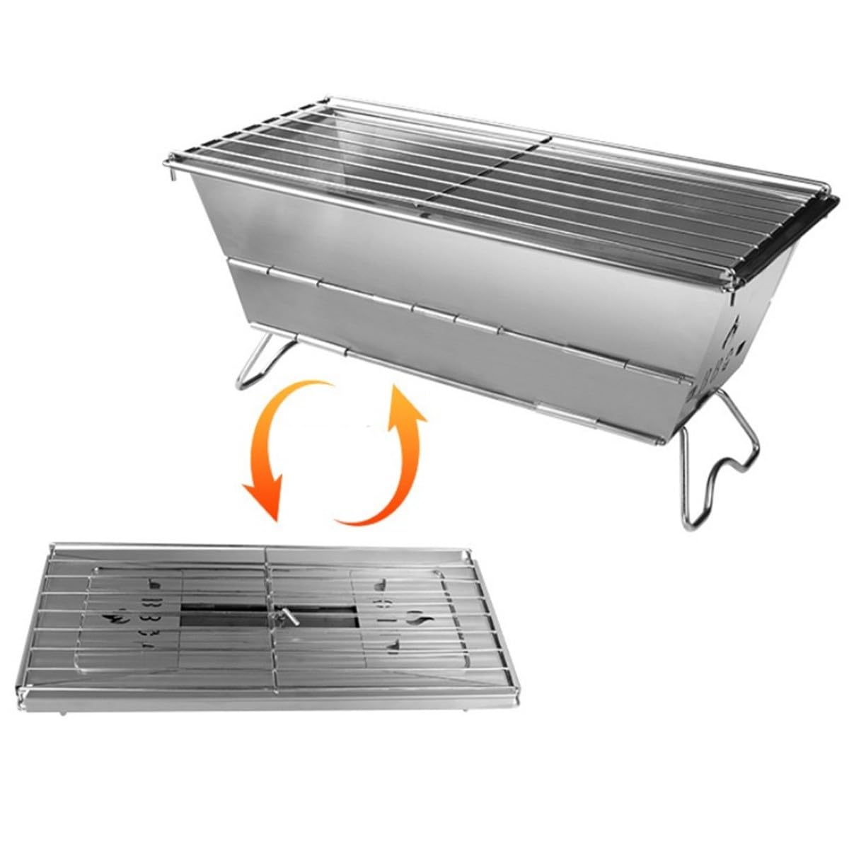 Przenośny grill ze stali nierdzewnej do gotowania na świeżym powietrzu, biwakowania, imprez plażowych i spotkań przy ognisku – składana kuchenka do grillowania na podwórku