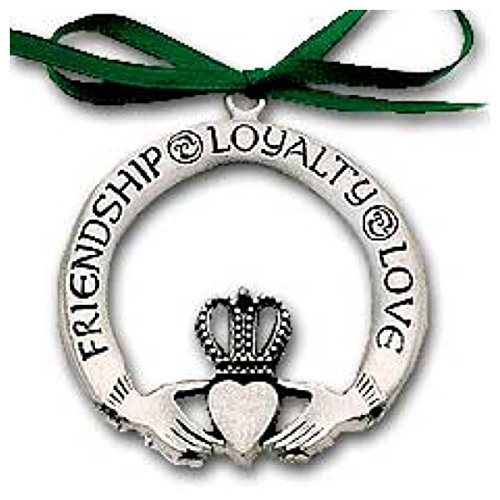 Pewter Claddagh Ornament Irish - Love Friendship & Loyalty Inspirational Message #TOP11