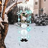 Juegoal Christmas Snowman Wind Chimes with Metal Snowflake Xmas Holiday Party Outdoor Hanging Decoration