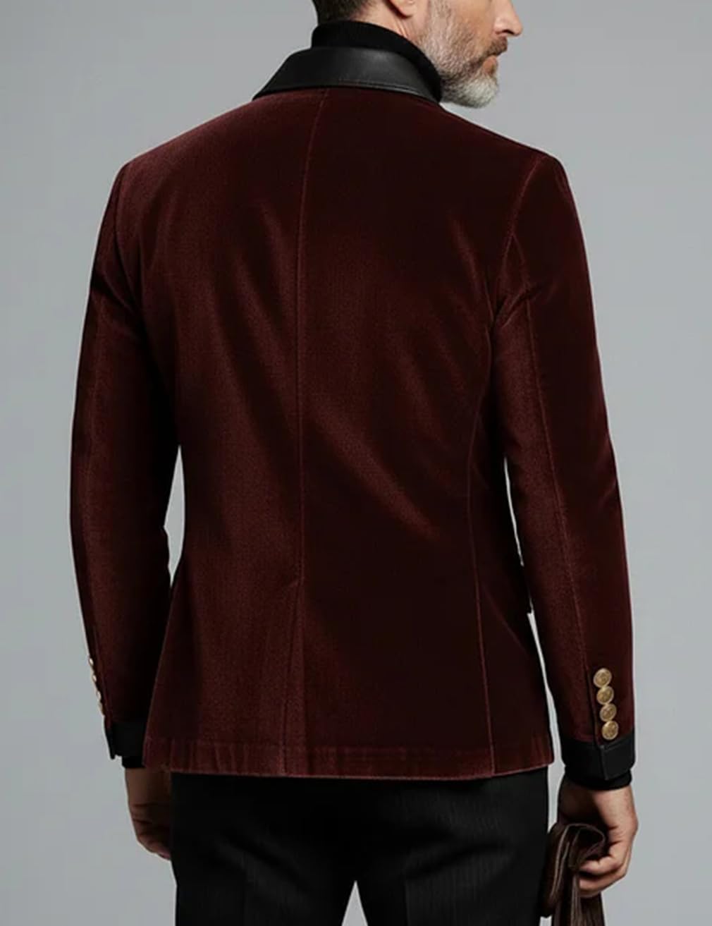 Mens Velvet Blazer PU Turndown Collar Jacket Asymmetric Button Fall Spring Business Casual Sport Coat