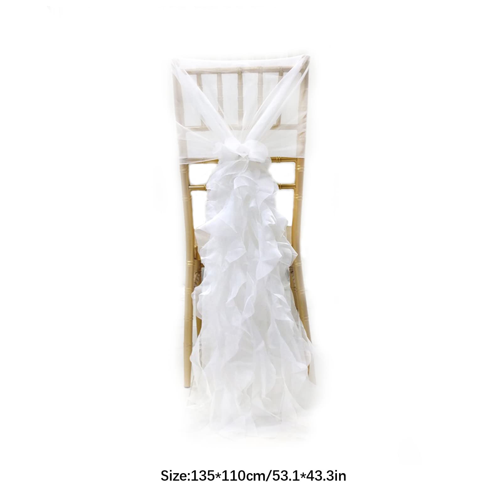 4 Fiocchi Per Sedie Da Matrimonio In Garza Con Filo A Rete - Decorazioni Eleganti Per Nozze, Feste E Cerimonie (Bianco) - 2