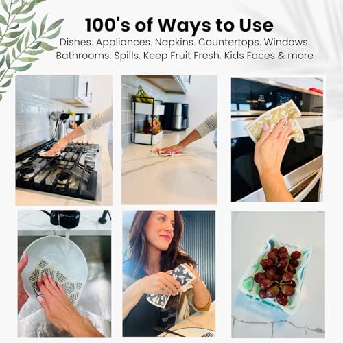 Harps&Seb Swedish Dishcloths for Kitchen Dish Towels - 5 Pack, Non-Scratch Reusable Paper Towels, Super Absorbent Washable Swedish Dish Cloths, No Odor, Biodegradable, Fruit Design - Image 5