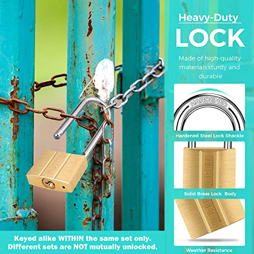 Image of US-81 /40L-2P Long Shackle Keyed Padlock (Keyed Alike, Waterproof, Solid Brass Lock) for Sheds, Storage Unit, School, Gym Locker, Fence, Toolbox, Hasp, Storage- 1-9 /16 in. (40 mm L) *2
