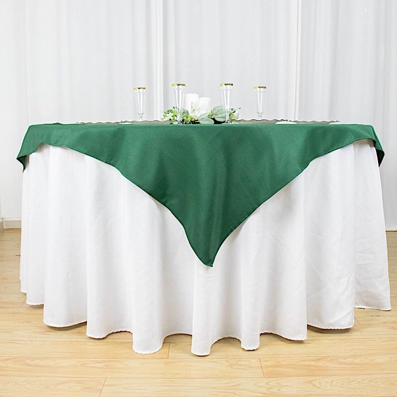 Miniatura 3 de Mantel cuadrado de poliéster de 54 pulgadas color verde cazador de alta calidad, manteles de mesa para bodas, fiestas, eventos, decoración de