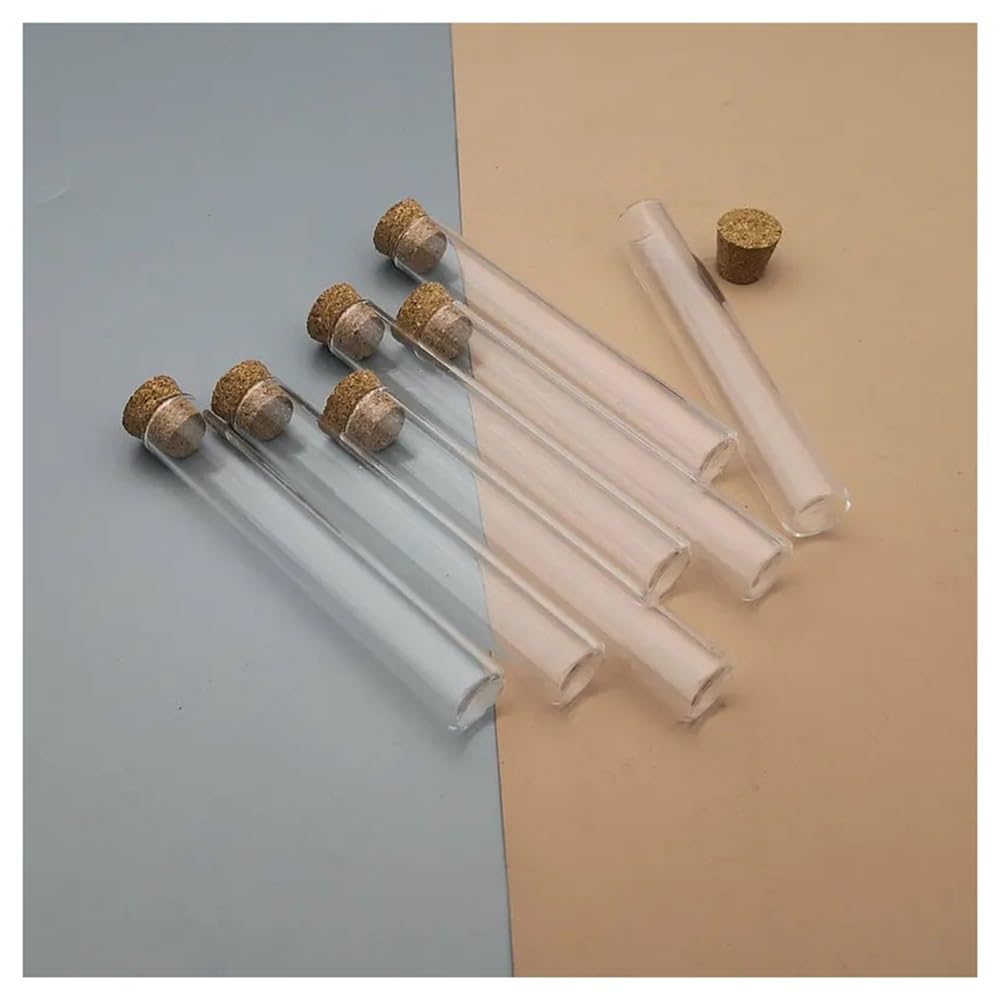 probówki z przezroczystego szkła, Probówki szklane z korkami płaskim dnem 12x75mm 20/50/100 szt(100pcs)