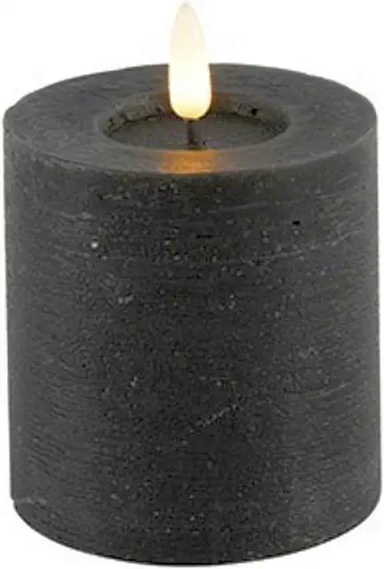 Black LED Pillar Candle Rustic 8 cm - Countryfield LED Kaarsen
