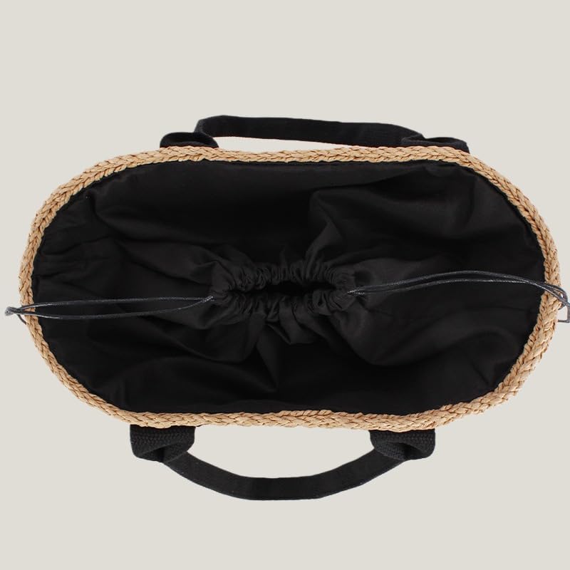 Bolso casual de paja natural para mujer miniatura 3