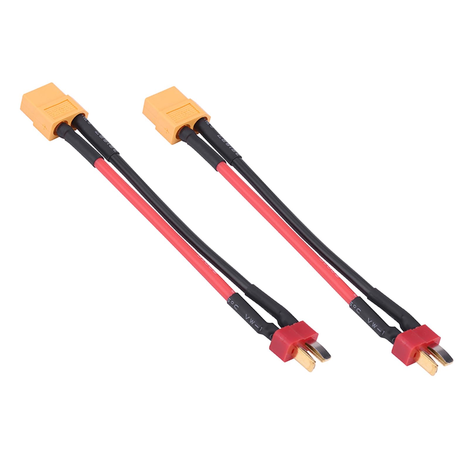 2 szt. Kable z Adapterem Wtyczki XT60 na T, Złącza Męskie na żeńskie, Kabel o Dużej Wytrzymałości 14 AWG, Odpowiedni do Większości Konfiguracji ładowania, długość 10 (Wtyk T