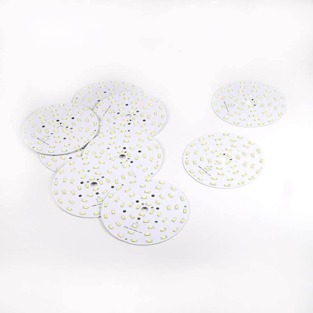 Bettomshin 10Pcs 120mm Dia LED Chip Circular Module 24W Aluminum Pure White 6500K High Power 300mA for Floodlight Lamp