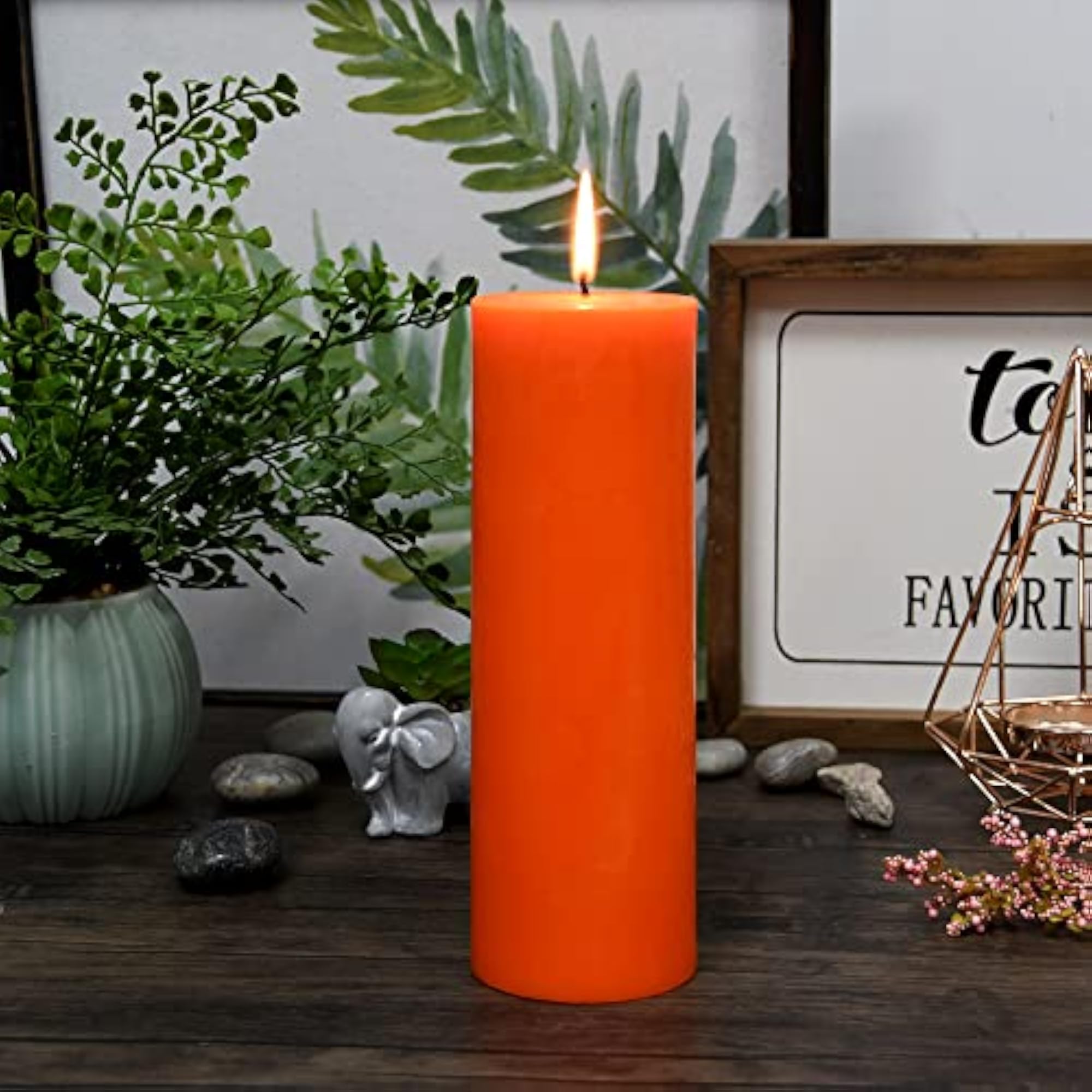 Orange Pillar Candle 3 by 9-Inch