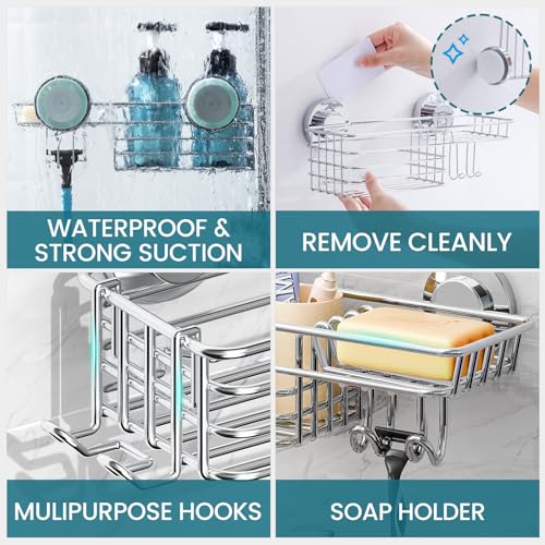 Taili Shower Caddy Suction Cup With Hooks & Soap Holder thumb #2