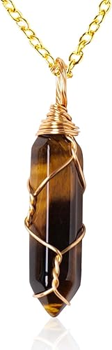 Miniatura 8 de Collar de cristal natural de doble punta hecho a mano tejido curativo con bala de cristal curativo pulido piedra de energía Reiki con caja de regalo