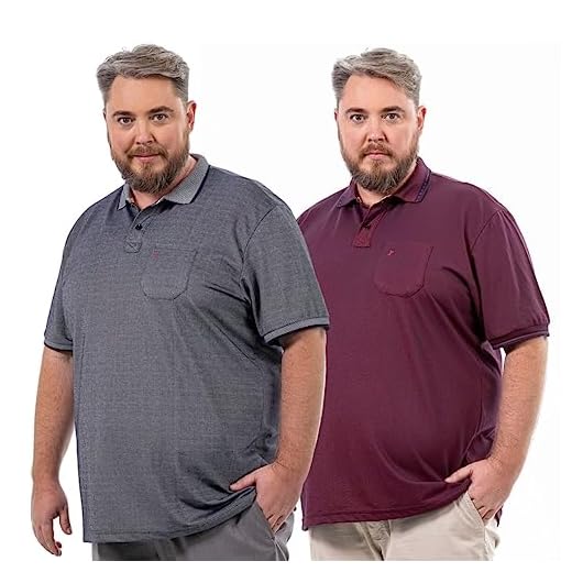 Kit 2 Camisas Polo Plus Básica Bolso Masculina Piquet com Algodão John Pull