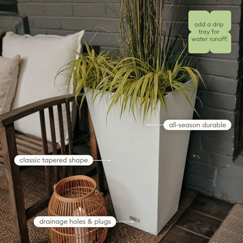 Image of Veradek Pure Series Taper Planter & Drip Tray - Tapered Planter with Shelf
