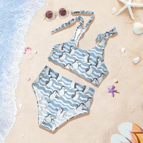 Penguin Dancing Girls Two Piece Tankini Swimsuits Summer Bathing Suit Beach Swimwear Set2