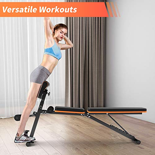 Adjustable Weight Bench Press, Foldable Workout Bench Sit Up Incline, Multi-Purpose Bench, Training Bench for Home Gym Foldable Flat/Incline/Decline FID Bench Press for Full Body Workout
